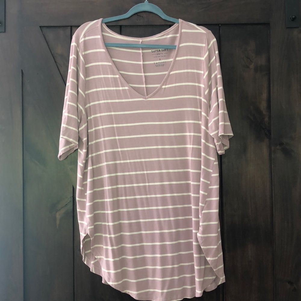 Super soft plus size stripe shirt